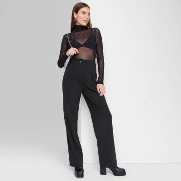 Open Box - Wild Fable -  Women's High Rise Wide Leg Relaxed Trou Black - Picture 1 of 3